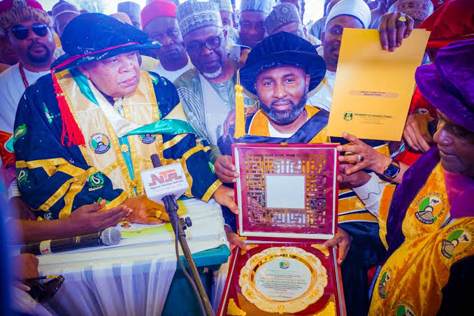 Rep Amos reacts as Dutsin-Ma Varsity honours Appropriation chair, Bichi with Doctorate degree