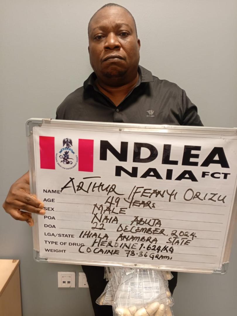 Europe-bound businessman arrested at Abuja airport for ingesting 74 wraps of heroin, cocaine (Photos)