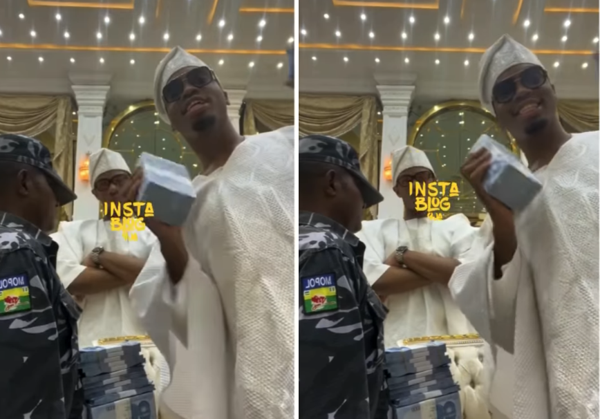 Outrage as popular billionaire, Olukoya’s sons turn Nigerian policeman to ‘houseboy’ (video)