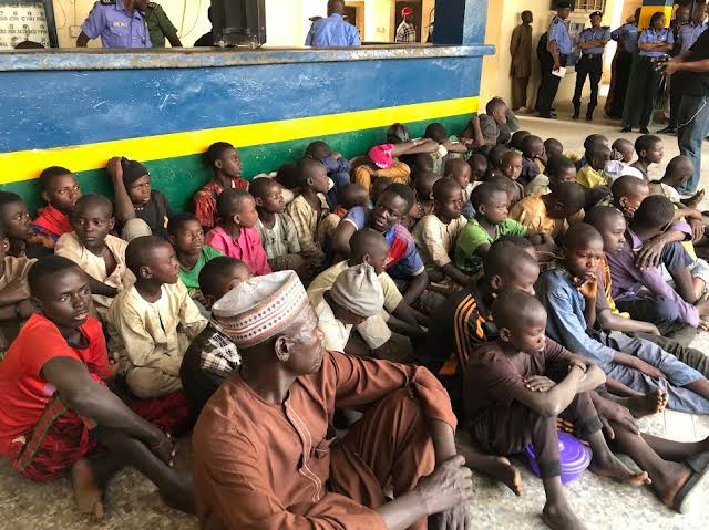 SHOCKING! 59 traff!cked children, aged 4 to 12, found in bus in Abuja