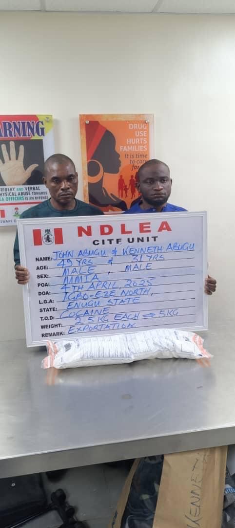 India-bound siblings arrested at Lagos airport with 5kg cocaine in walls of suitcases