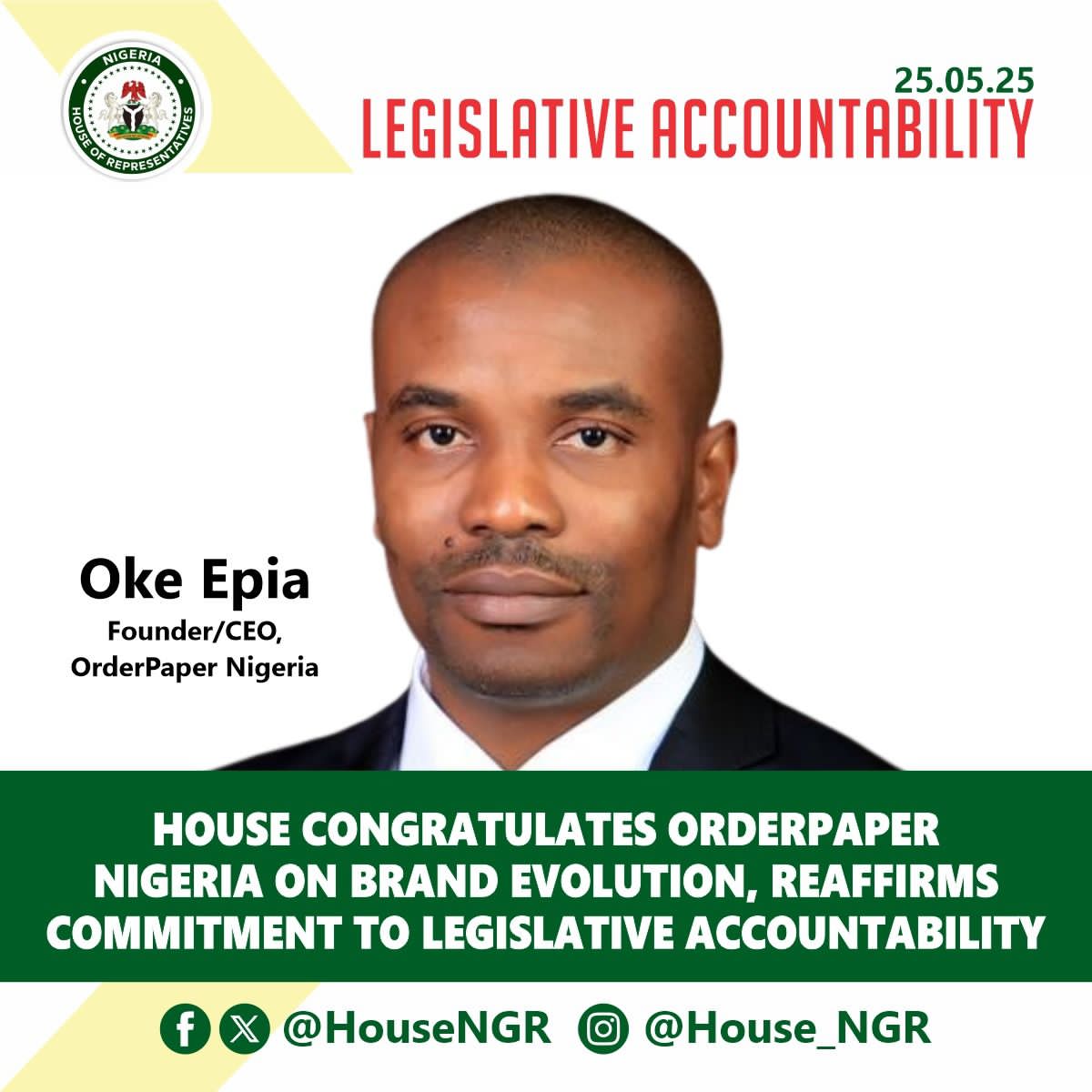 HoR congratulates OrderPaper Nigeria on brand evolution, reaffirms commitment to Legislative Accountability