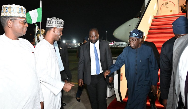 President Tinubu returns to Abuja after trips to Saint Lucia, Brazil