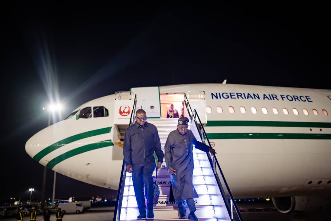 President Tinubu lands Japan for TICAD9